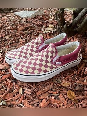 Vans Classic Slip-On Checkerboard Shoe - Rose-Pink/Cream
